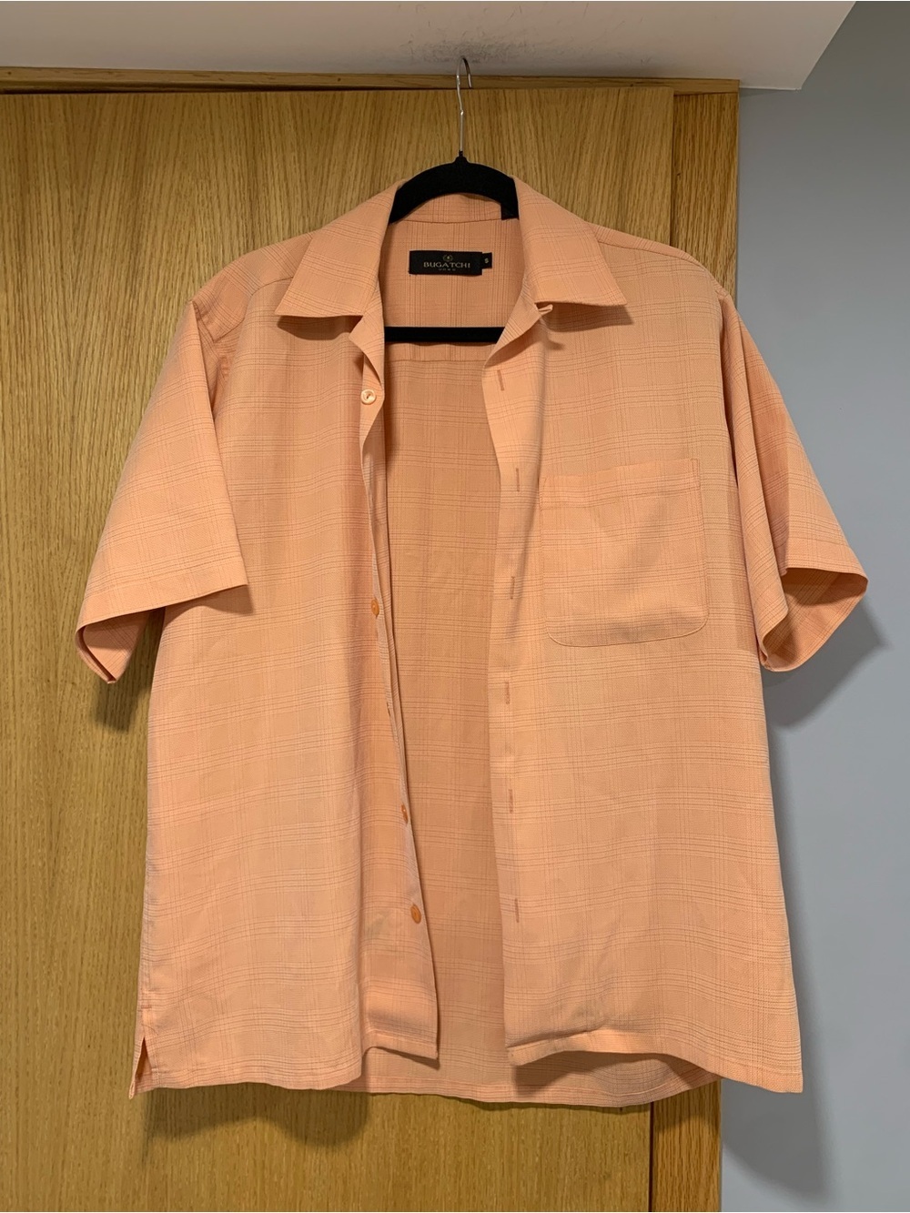 Bugatchi Uomo Orange Short Sleeve Button-Down Shirt - Size Small